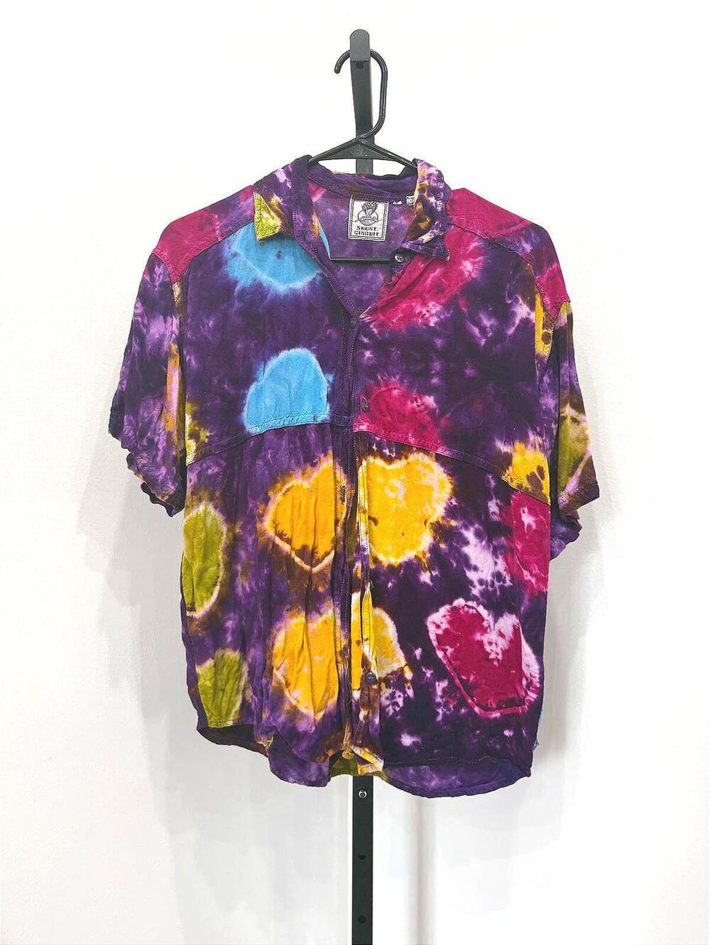 Short Circuit Medium Vintage Tie-Dye Short Sleeve Button-Up Shirt